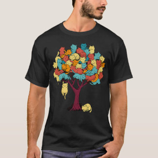 T-shirt Femme Chat Arbre Chat Cool Automne Arbre Chat Love