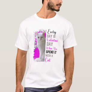 T-shirt Femme Chat Blanc Maman Valentines Jour Chat Mama F