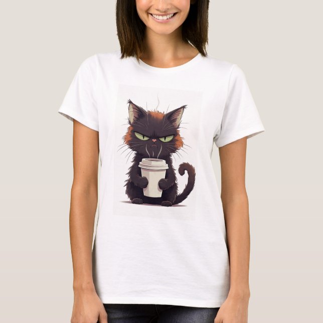 T-Shirt Femme Chat Grumpy Drôle  (Devant)