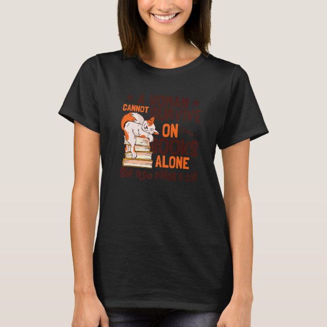 T-shirt Femme Chat Livre Lecture (Devant)