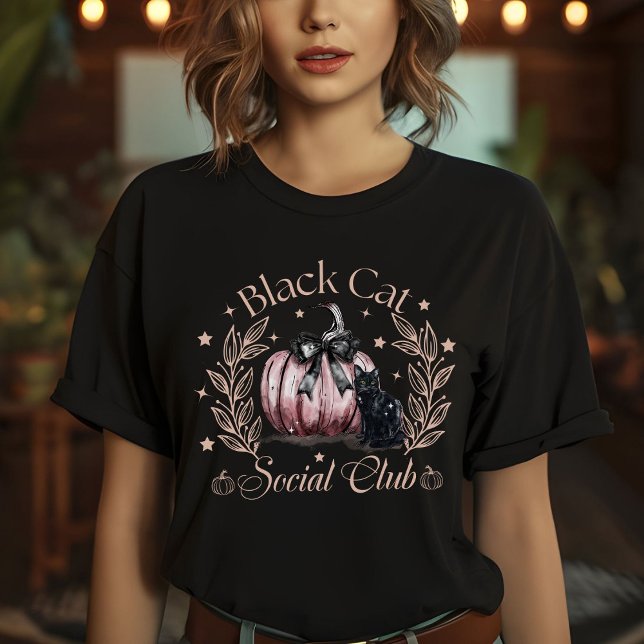 T-shirt Femme Chat Noir Club Social Halloween (Créateur téléchargé)