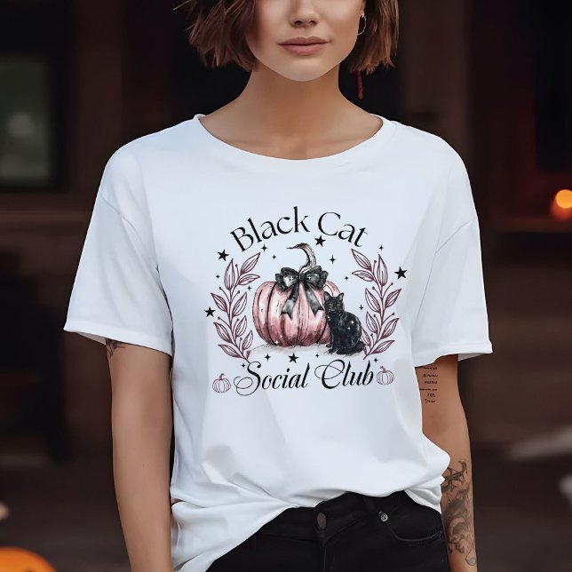 T-shirt Femme Chat Noir Club Social Halloween (Créateur téléchargé)