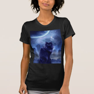t-shirt femme chat noir et lune