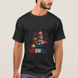 T-shirt Femme Chat Riding Firecracker Fireworks 4 Juil