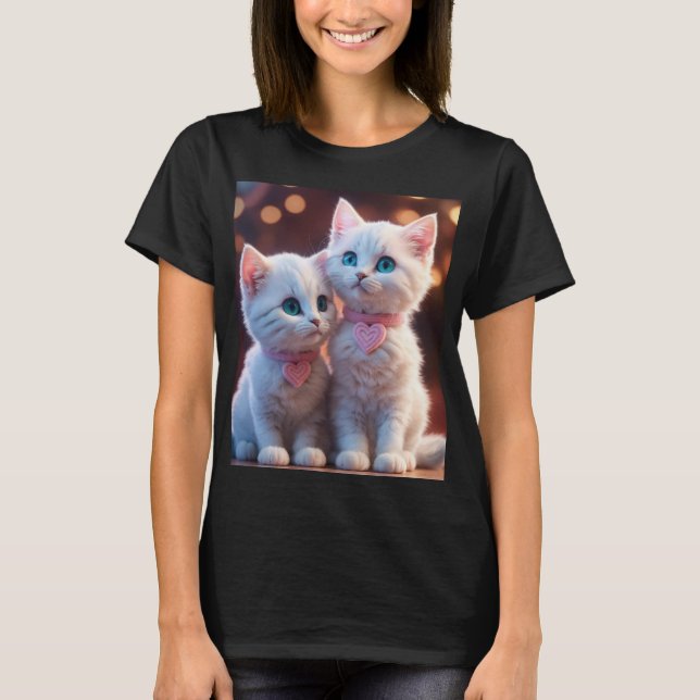 T-shirt femme chaton noir (Devant)