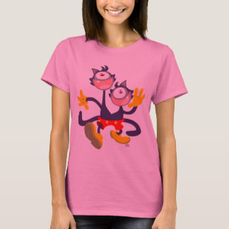 T-shirt Femme Chats Monoculaires qui Marchent en T