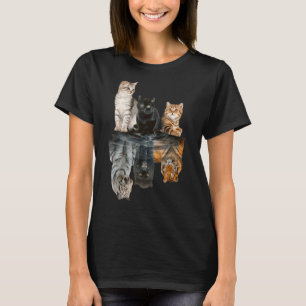 T-shirt Femme Chats réflexion Tiger Amis mignonne 2