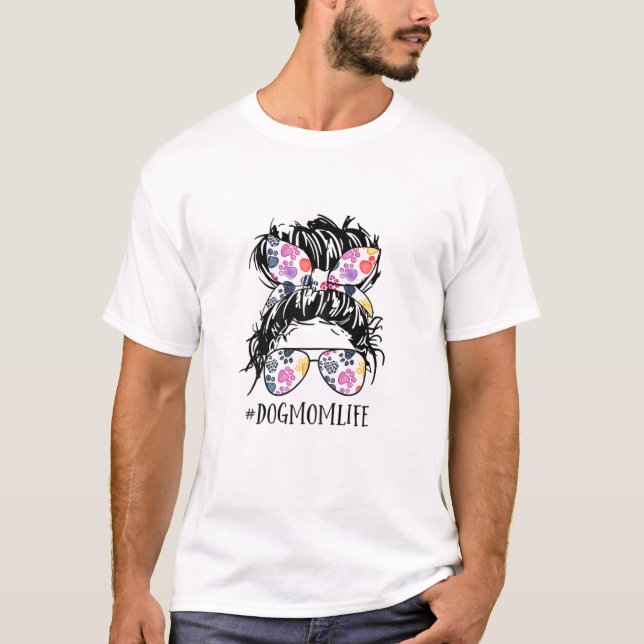 T-shirt Femme Cheveux Bun Chien Maman Vie Messager Bun Che (Devant)
