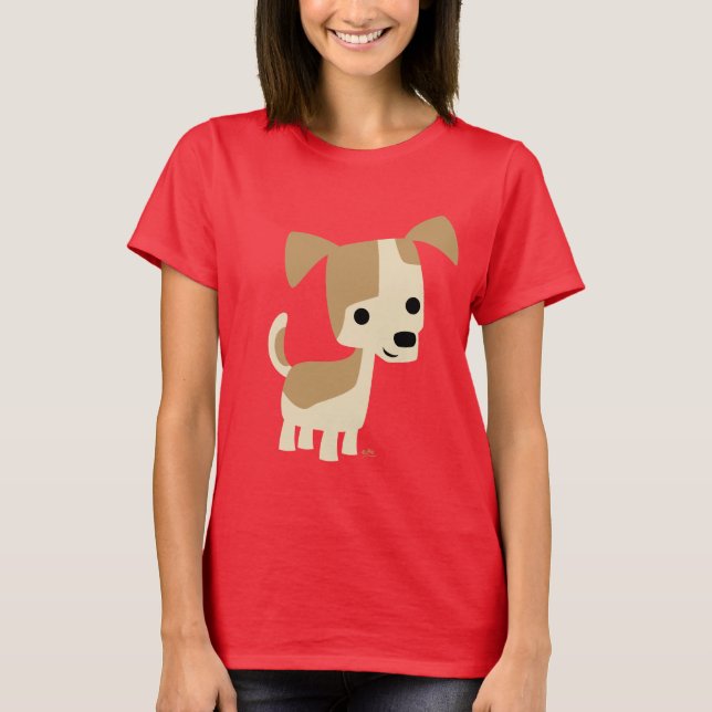 T-shirt Femme Chien de Cartoon Curte Inquistive (Devant)