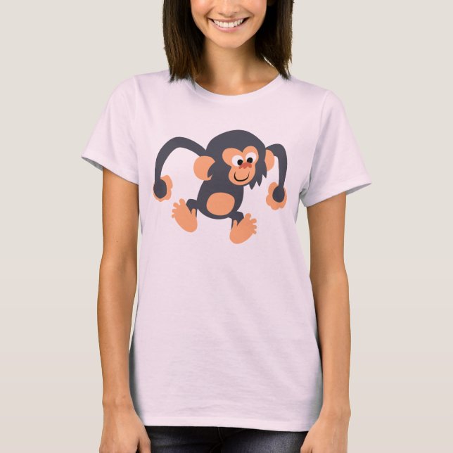 T-shirt Femme Chimpanzée au chimpanzé, caricature  (Devant)