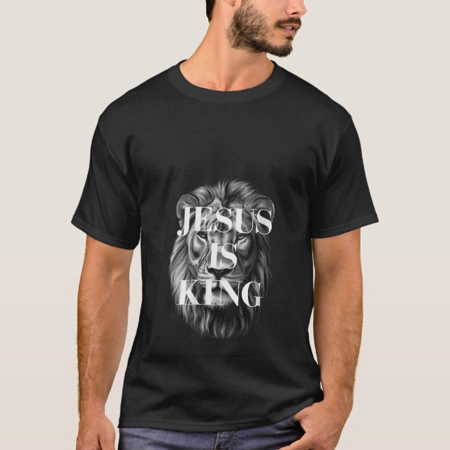 T-shirt Femme Christian Jésus est le roi Lion Design Faded (Devant)