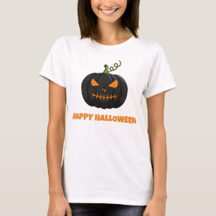 T-shirt femme Citrouille noire Joyeux Halloween