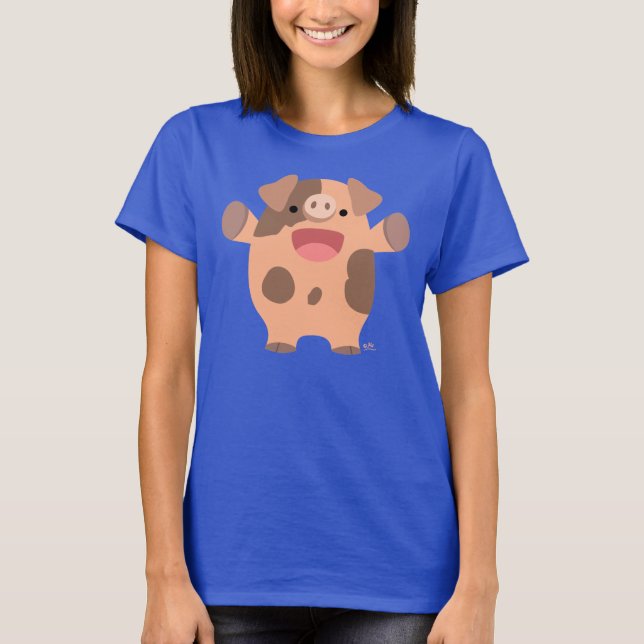 T-shirt Femme Cochon Cartoon Sympa (Devant)