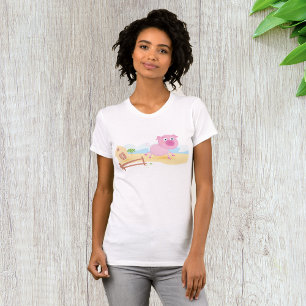 T-shirt femme cochon de ferme rose