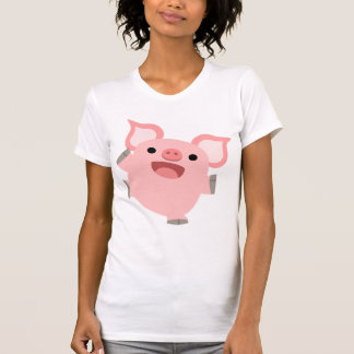 T-shirt femme cochon joyeux caricature