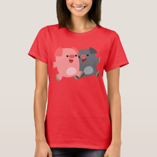 T-shirt femme cochons en noir et blanc