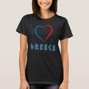 T-shirt Femme Coeur d'Amour Bleu et Rouge Grèce