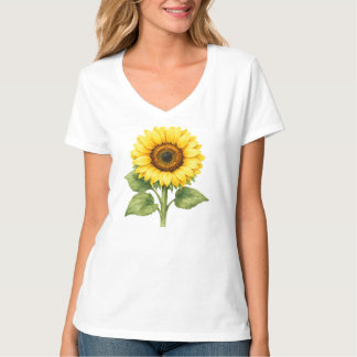 T-Shirt femme col V Tournesol