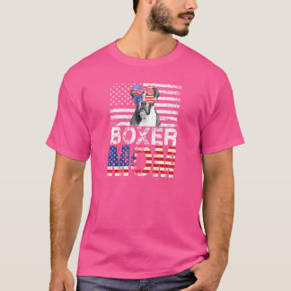 T-shirt Femme Cool Boxer Maman Usa Drapeau Patriotique Mèr