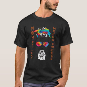 T-shirt Femme Cool Momster Café Mama A Besoin De Café Cute