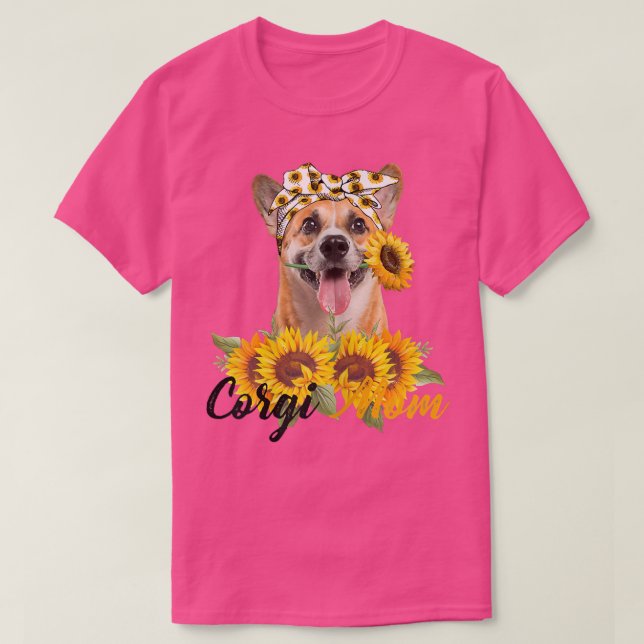 T-shirt Femme Corgi maman tournesol été chien maman maman  (Design devant)