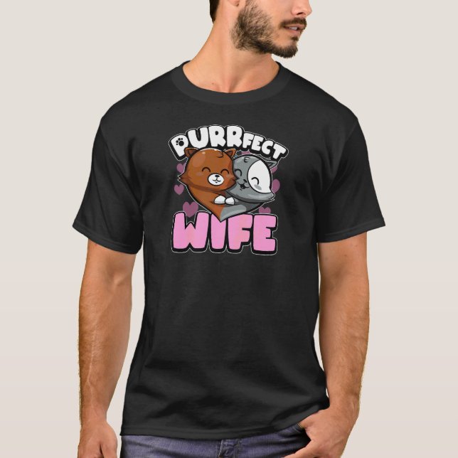 T-shirt Femme Couple de Chat Correspondant Pun Parfaite Fe (Devant)