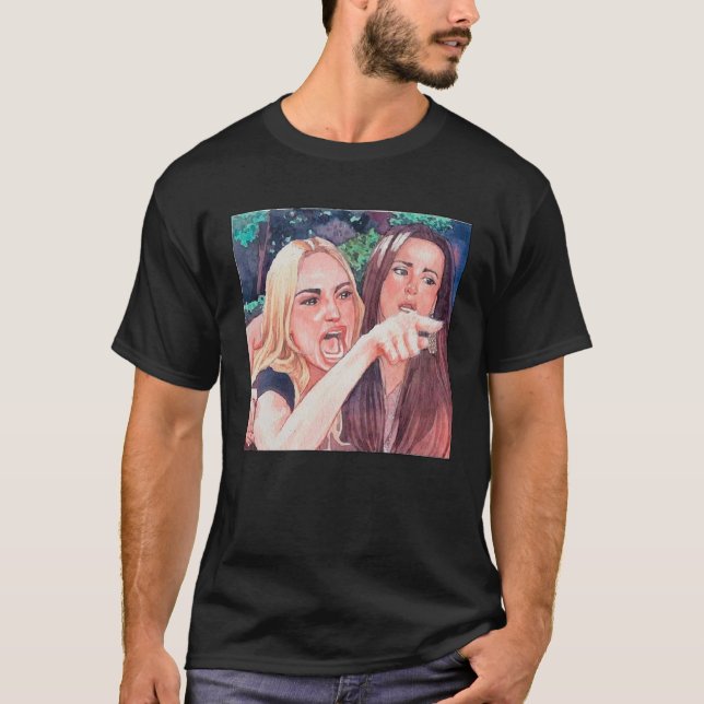 T-shirt Femme criant sur la table diner chat mème mème dan (Devant)