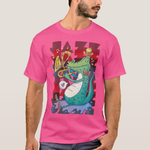 T-shirt Femme Crocodile Alligator Trombone Music Jazz Mus