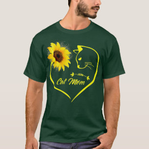 T-shirt Femme Cute Chat Maman Tournesol Coeur Aimer Mères
