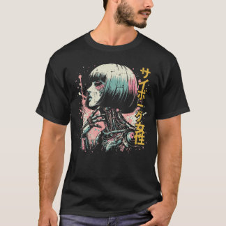 T-shirt Femme Cyborg Japonaise Art Cyberpunk Femmes Filles