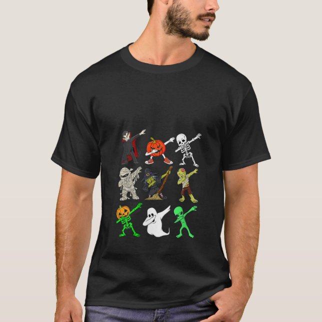 T-shirt Femme Dabbing Drôle Skeleton Zombie Vampire fantôm (Devant)