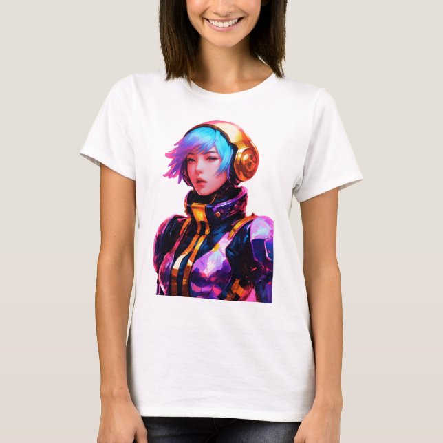 T-shirt Femme Dans Spacesuit Style Anime (Devant)