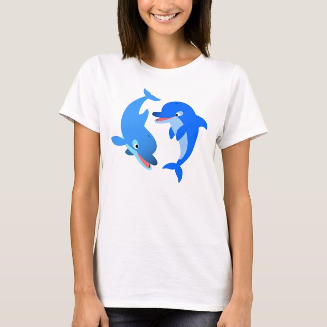T-shirt Femme Dauphins Dauphins De Cartoon (Devant)