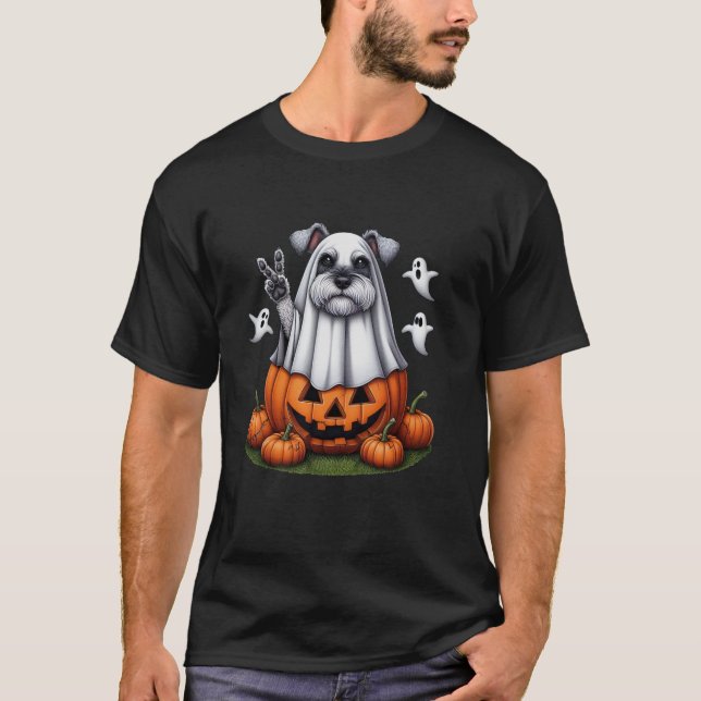 T-shirt Femme de chien d'Halloween Schnauzer Miniature Boo (Devant)