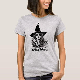 T-shirt Femme de cuisine, Sorcière noire élégante tenant d