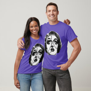 T-shirt Femme de Halloween cousue en N&B (Autoportrait)