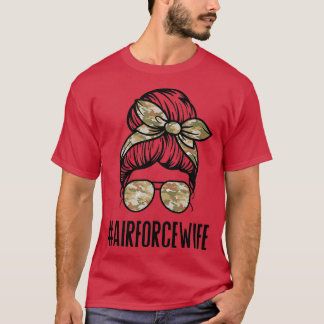 T-shirt Femme de l'armée de l'air Messy Bun Lunettes de so