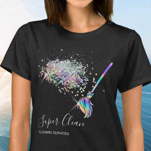 T-shirt Femme de ménage nettoyant la maison holographique