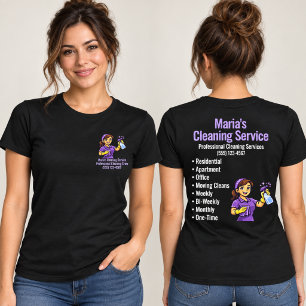 T-shirt Femme de ménage violet Service de nettoyage à domi