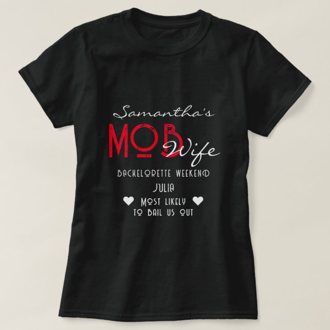 T-shirt Femme de Mob & Martini Noir Bachelorette Party Bac (Design devant)