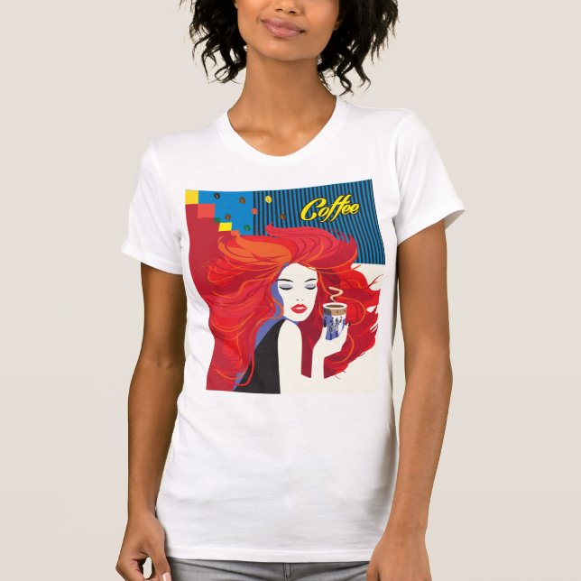 T-shirt Femme de mode avec tasse de café (Devant)