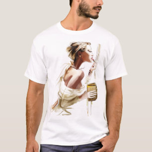 T-shirt Femme De Mode : Portrait Contemporain Élégant.
