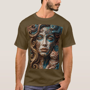 T-shirt Femme de mosaïque de verre coloré avec des chats