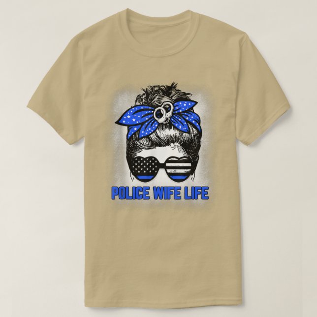 T-shirt Femme de police Vie Messeuse Bun cheveux Femme de  (Design devant)