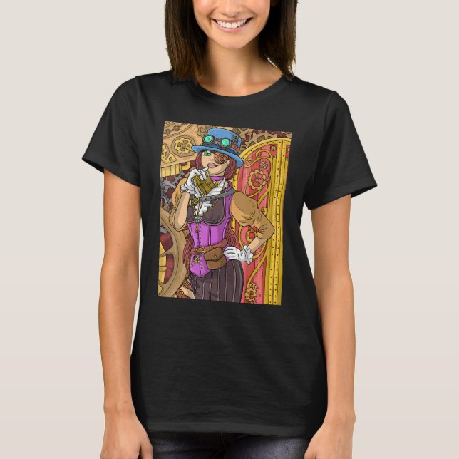 T-shirt Femme De Steam Punk Avec Mode Et Accès Victoriens (Devant)