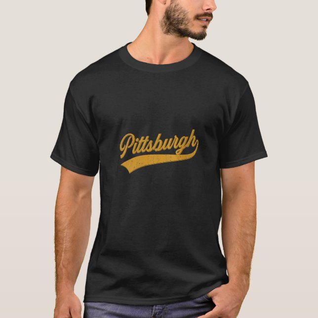 T-shirt Femme délavée Pittsburgh Pennsylvanie écriture D (Devant)