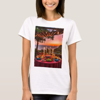 t-shirt femme design au coucher du soleil