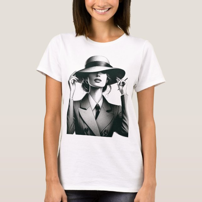 T-shirt femme design noir et blanc (Devant)