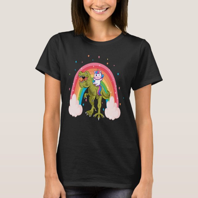T-shirt femme Dinosaure équitation Unicorne (Devant)
