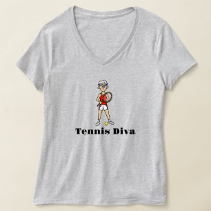 T-shirt Femme Diva de Tennis - Cheveux Gris